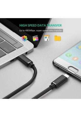 Кабель USB 2.0 Type-C M-M, 1.5 м, (18W) Чорний, Cable Nickel Plating US286 UGREEN