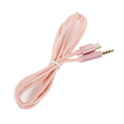 Кабель AUX Type-C-TRRS Audio 3.5мм Male/Male 1м Pink