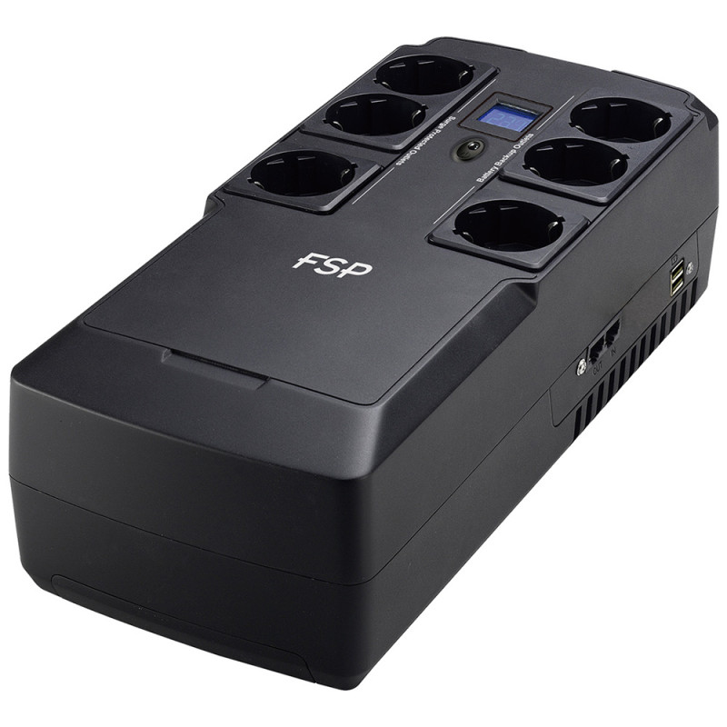 ДБЖ FSP NanoFit 800, 800ВА/480Вт, SCHUKO, LCD, RJ45,6*Schuko, AVR