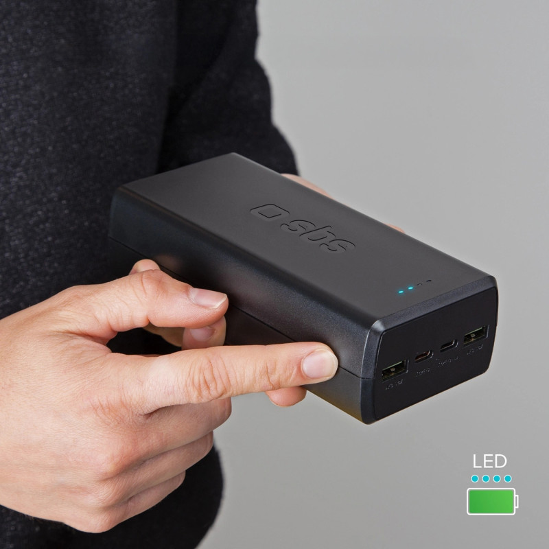 УМБ SBS 30000mAh 20W PD,QC, 2xUSB-A, 2xUSB-C Black