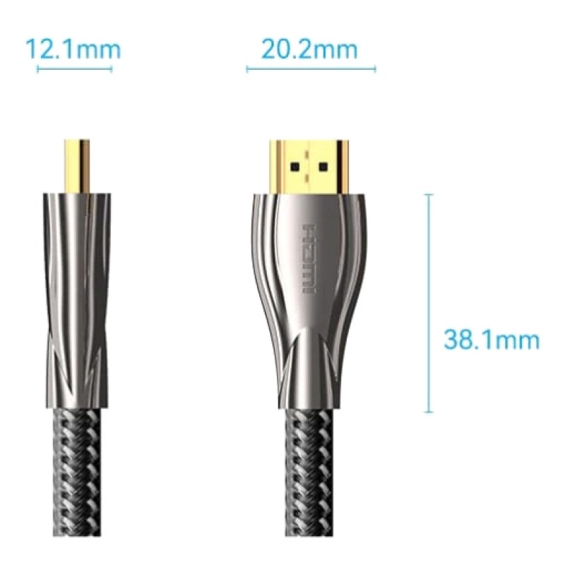 Кабель HDMI M - M, 12.0  м, V2.0, 4K 60Гц, обплетення, Zinc Alloy Type чорний Vention