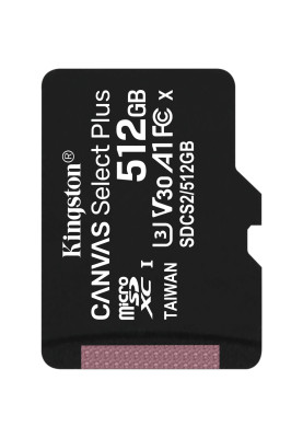 Memory card Secure Digital Micro512GB Kingston SDXC UHS-1 U3 V30 Class 10, Retail
