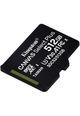 Memory card Secure Digital Micro512GB Kingston SDXC UHS-1 U3 V30 Class 10, Retail