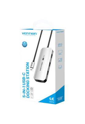 Док-станція USB3.1 Type-C --> HDMI 4K60Hz/USB 3.0x3/PD 100W 5-in-1 Vention
