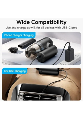 Автомобільний пилосос Vention 5000Pа 70W Li-Ion USB-C 4000мА/г чорний