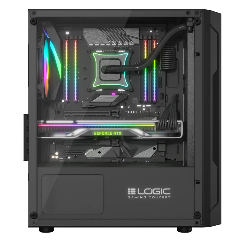 Корпус LogicConcept ARAMIS MESH+GLASS ARGB fans 3x120mm BLACK без БЖ mATX