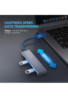 Хаб USB 3.1 Type-C -> 4xUSB 3.0 Активний, CM219 Сірий UGREEN