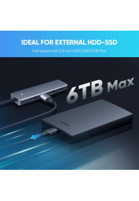 Хаб USB 3.1 Type-C -> 4xUSB 3.0 Активний, CM219 Сірий UGREEN