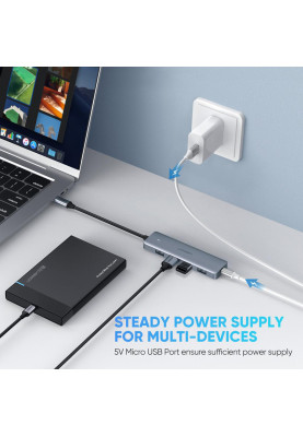 Хаб USB 3.1 Type-C -> 4xUSB 3.0 Активний, CM219 Сірий UGREEN