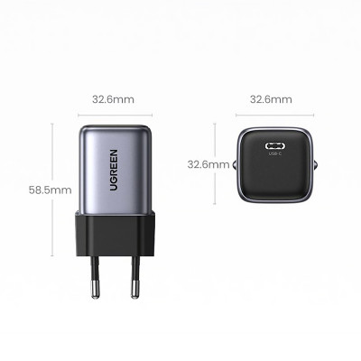 Зарядний пристрій 1xUSB 30W (USB-C) Gan PD Nexode Mini Сірий CD319 Ugreen Зарядний пристрій 1xUSB 30W (USB-C) Gan PD Nexode Mini Сірий CD319 Ugreen