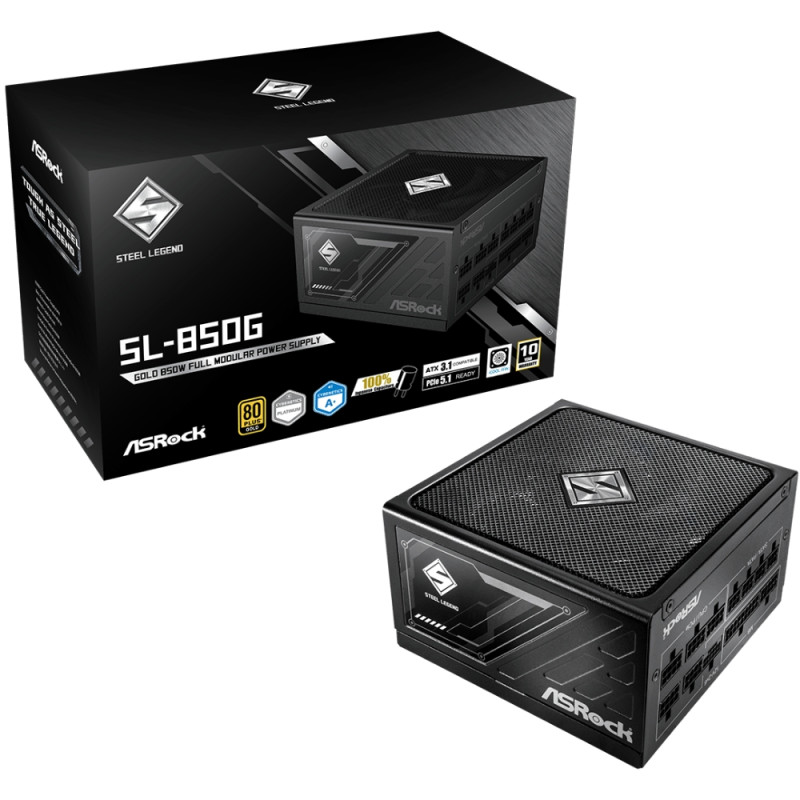 БЖ 850W ASRock SteelLegend SL-850G ATX 3.1 135mm, 80+ Gold, Fully Modular, Retail