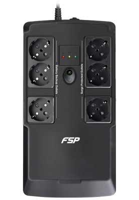 ДБЖ FSP NanoFit 600, 600ВА/360Вт, SCHUKO, USB/2хUSB зар 5V/1A(Max.), AVR