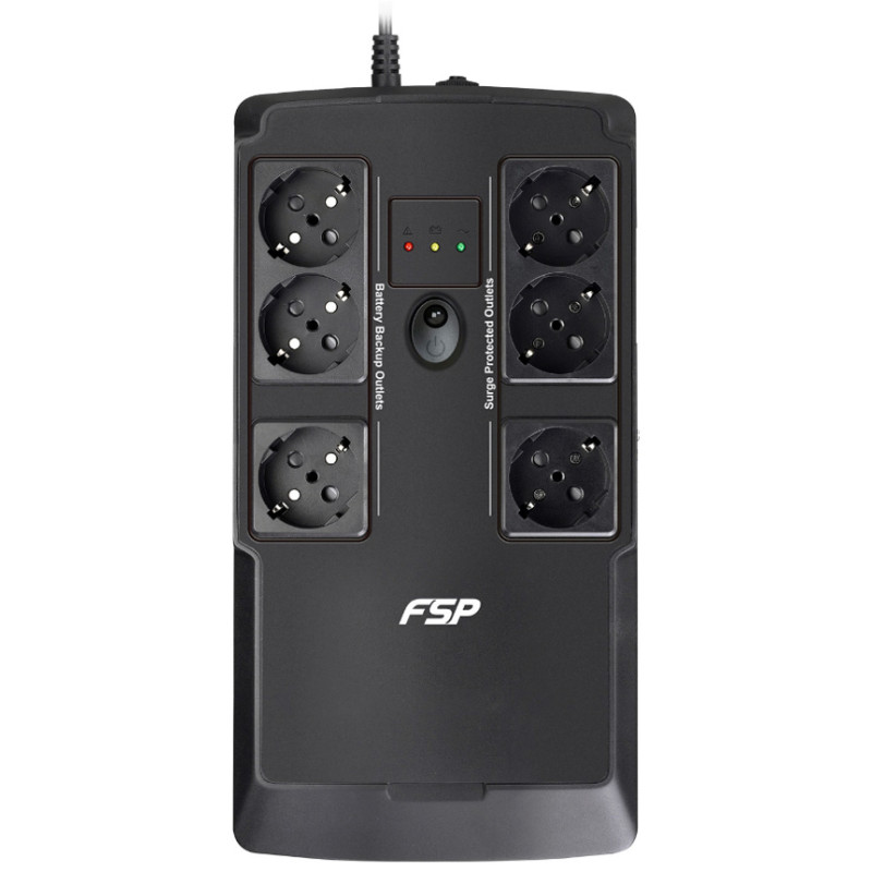 ДБЖ FSP NanoFit 600, 600ВА/360Вт, SCHUKO, USB/2хUSB зар 5V/1A(Max.), AVR