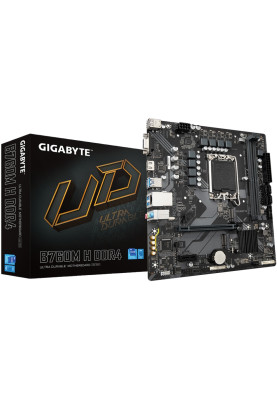 Gigabyte B760M H DDR4 (1700/B760, 2*DDR4, 2хM.2, PCIex16, VGA , HDMI, 1GbE LAN, mATX)