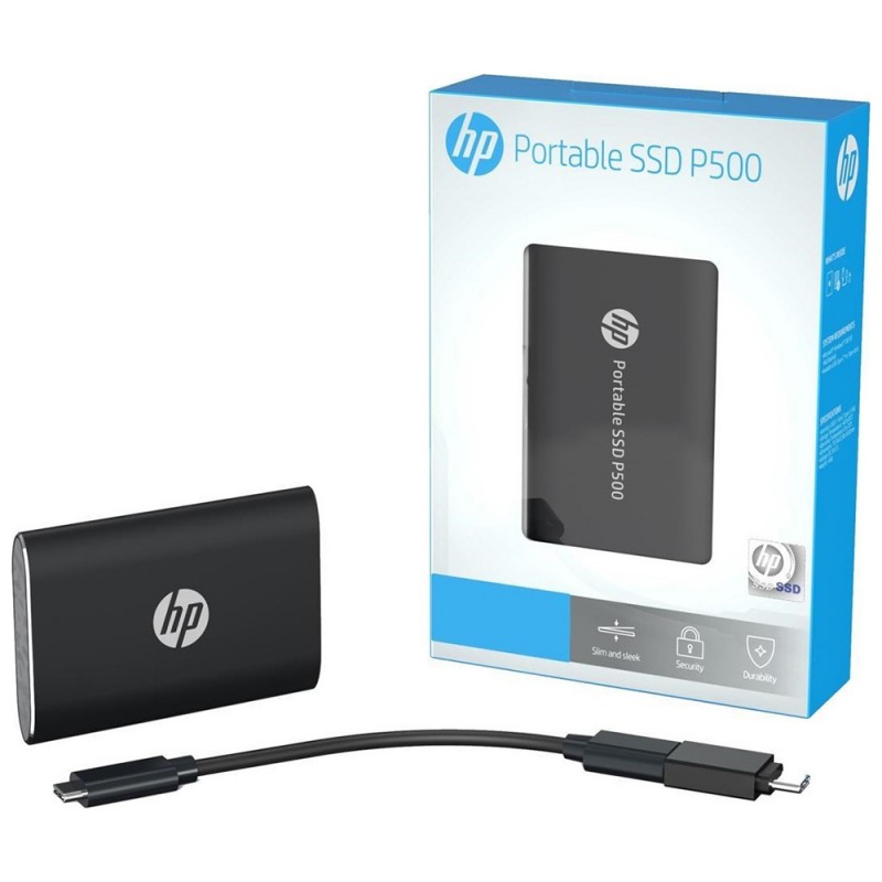 SSD external, USB 3.1 Gen2 Type-C  500Gb, HP P500, TLC, Black, чорний, Retail