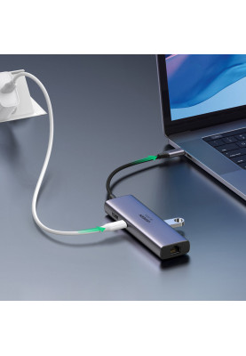 Док-станція USB3.1 Type-C --> HDMI/USB 3.0x2/RJ45/SD/TF/PD 100W Ugreen CM512 Сіра