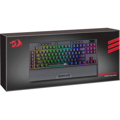 Клавіатура ігрова механічна Redragon Broadsword, RGB, Outemu Blue, підставка