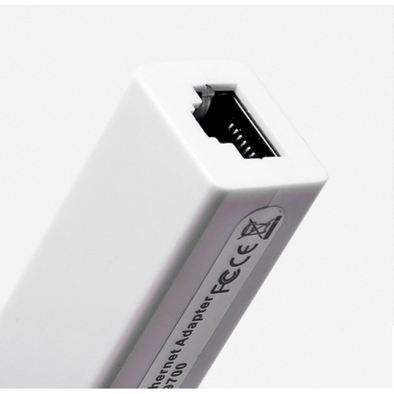 Перехідник USB 2.0 Type-A --> Ethernet RJ45 100Mb чорний 0.1м білий, RTL