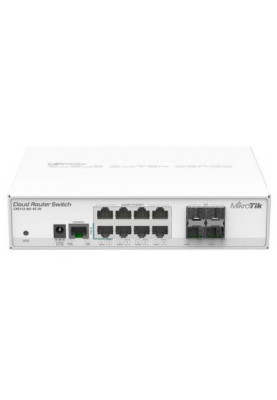 Комутатор Mikrotik CRS112-8G-4S-IN, 8x Gigabit ethernet 4x SFP cages, LCD, 400MHz CPU, 64MB RAM,