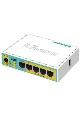 Маршрутизатор Mikrotik hEX PoE lite, 5xEt PoE ports, USB, 650MHz CPU, 64MB RAM, RouterOS L4