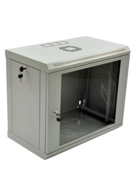 Шафа навісна 19", 9U, 600х350х507 мм (Ш*Г*В), економ, акрилове скло, сіра