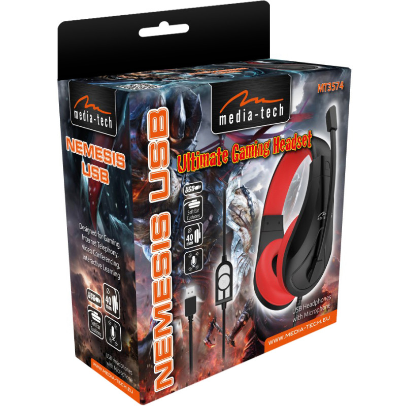 Гарнітура  Media-Tech NEMESIS USB, Black-Red