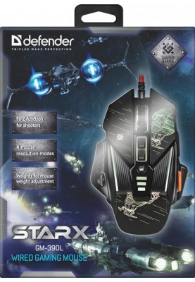 Мишка Defender sTarx GM-390L, ігрова, 3200dpi., 8кн., грузики