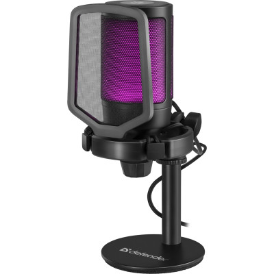Ігровий стрім мікрофон Defender Impulse GMC 600 USB, RGB, 1.8м чорний