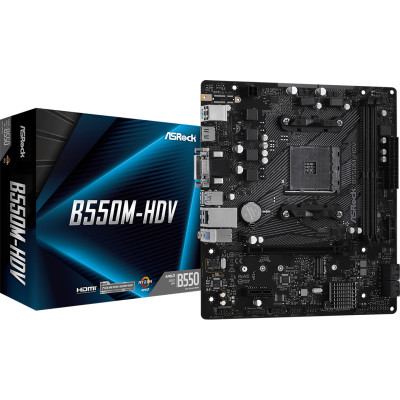 ASRock B550M-HDV (AM4/B550, 2*DDR4, PCIex16, DVI/HDMI/VGA, 4xSATA, M.2, GLan, 7.1ch, mATX)