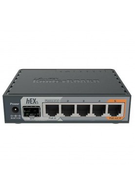 Маршрутизатор Mikrotik hEX S RB760IGS with Dual Core 880MHz MHz CPU, 256MB RAM, 5 Gigabit LAN ports,