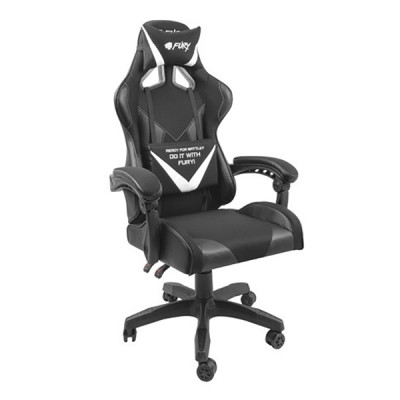 Крісло ігрове Gaming Chair Fury Avenger L, 60мм, Black-White