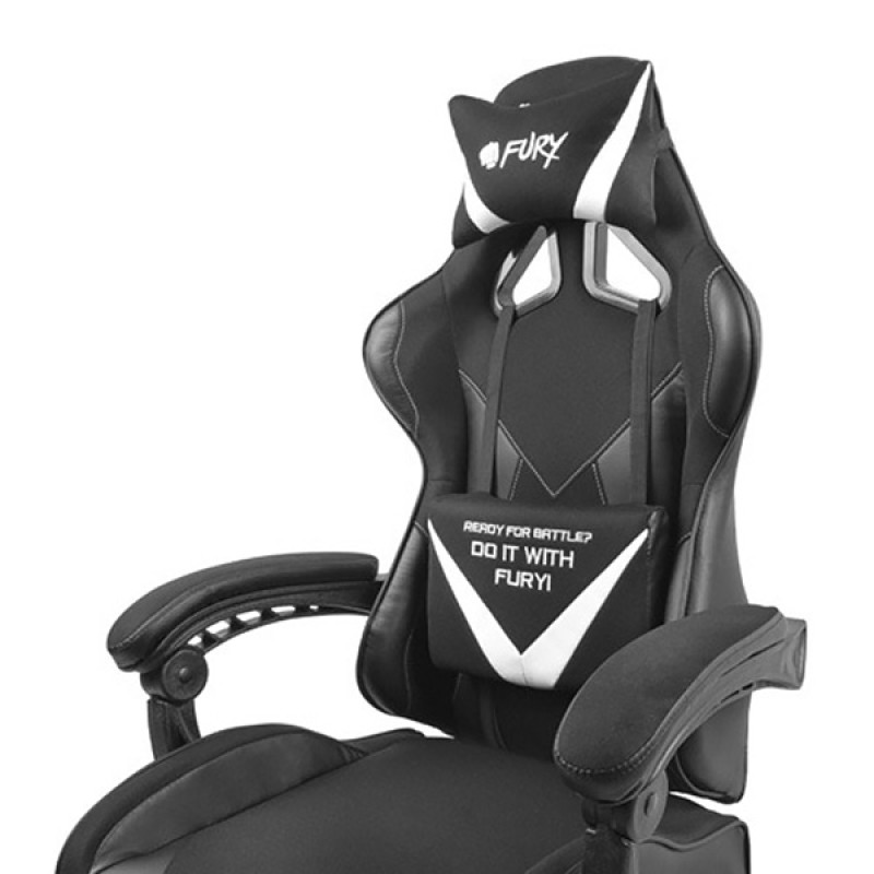 Крісло ігрове Gaming Chair Fury Avenger L, 60мм, Black-White