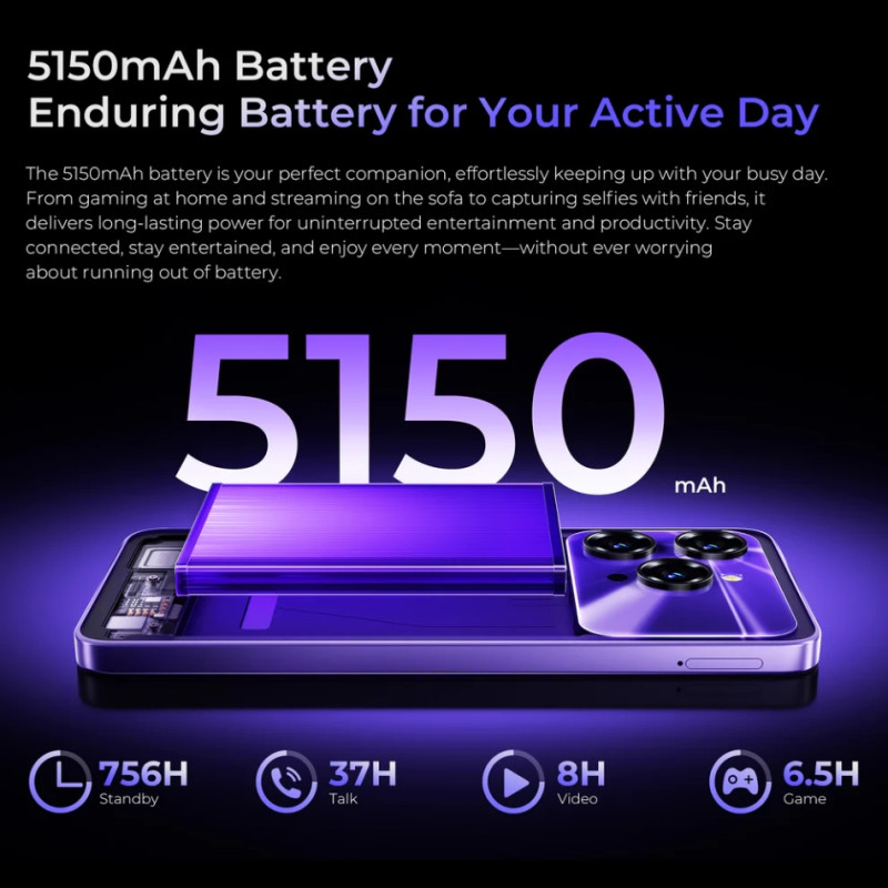 Смартфон Oukitel C6 5G 6.8" HD+ /8GB/256GB/ Dimensity 6300 /5150mAh/ 50+5Мп / Black