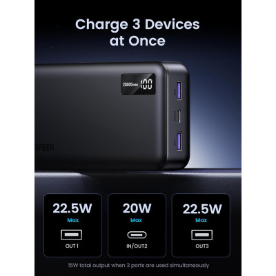 УМБ Ugreen 20000mAh 22,5W PD 2хUSB-A +2xUSB-C Black (PB312)