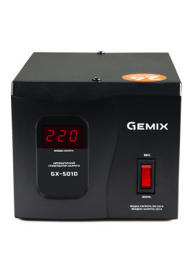 Стабілізатор напруги Gemix GX-501D, 500ВА/350Вт, цифрові індикатори, пластиковий корпус