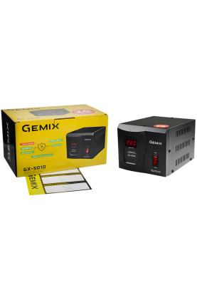 Стабілізатор напруги Gemix GX-501D, 500ВА/350Вт, цифрові індикатори, пластиковий корпус