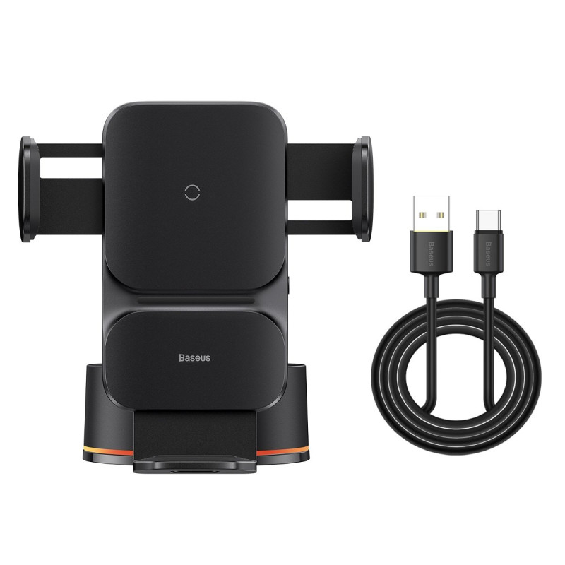 Автомобільне кріплення-зарядка 15W для смартфона 4.7-7.5" (На присоску)  Baseus Чорне