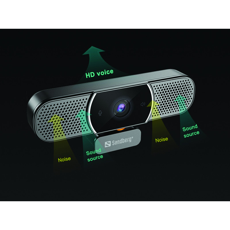 Веб-камера Sandberg All-in-1 Webcam 2K HD Speaker чорна