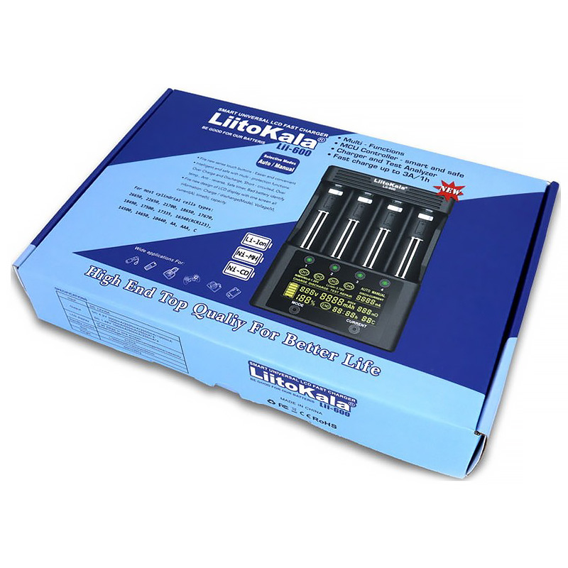 Зарядний пристрій LiitoKala Lii-600, 4x(Lion/NiMH/NiCd), discharge function, display