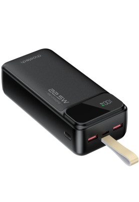 УМБ Choetech 30000mAh, 22,5W PD QC3.0, USB-C In/out, 2xUSB-A Li-pol чорна
