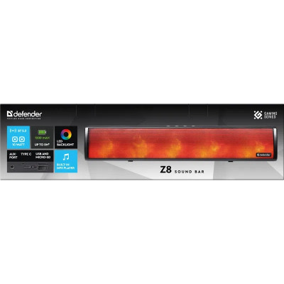Акустична система 1.0 Defender Саундбар Z8 10Вт, Bluetooth/USB/FM/USB/TF/AUX, чорна