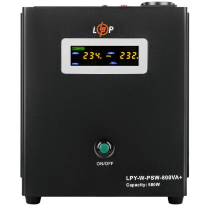 ДБЖ Logicpower LPY-W-PSW-800VA+(560Вт) 5A/15A з правильною синусоїдою 12В, без АКБ