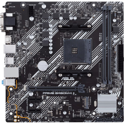 Материнська плата Asus PRIME B450M-K II (AM4/B450, 2*DDR4, PCIex16, DVI-D/VGA/HDMI, 6xSATAІІІ, M.2, GLan, 8ch, mATX)