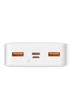 УМБ Baseus Bipow Digital Display 20000mAh 20W QC3.0/PD3.0 2xUSB+Type C Біла