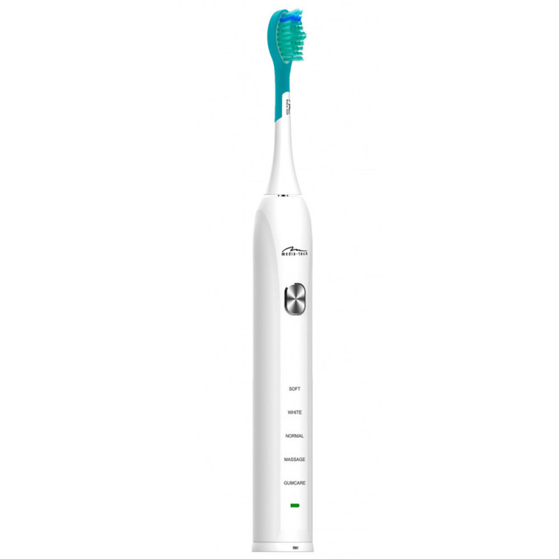 Зубна щітка електрична Media-Tech SONIC WAVECLEAN PRO для дорослих/5режимів/таймер/2дод.насадки/біла