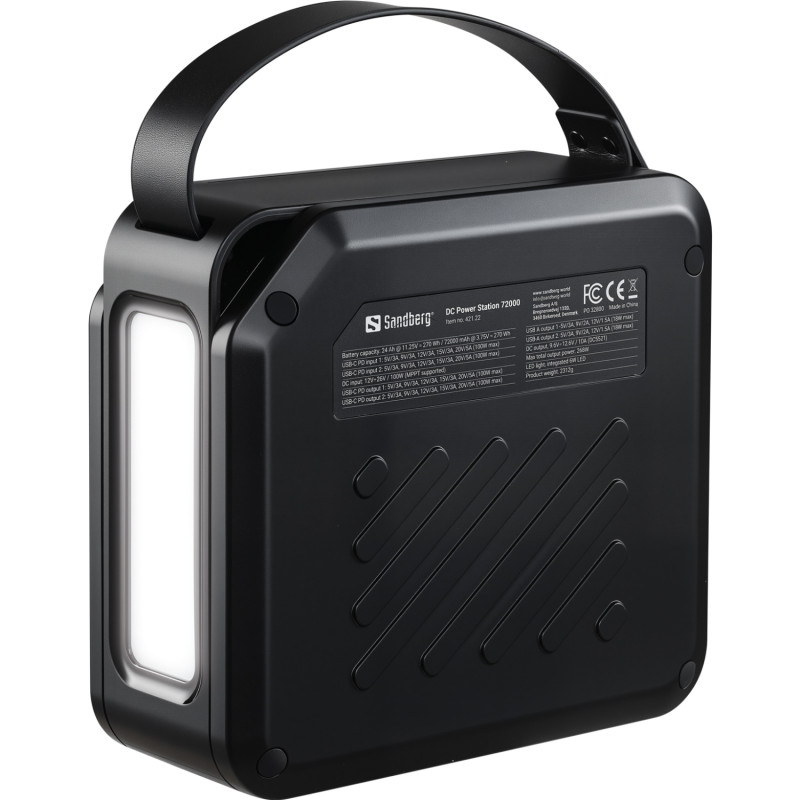 УМБ Sandberg 72000mAh 268W, DC9,6–12,6v, 2xUSB-A, 2xUSB-C 100w In/Out, LMFP, ліхтарик 6Вт