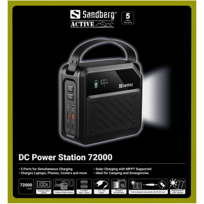 УМБ Sandberg 72000mAh 268W, DC9,6–12,6v, 2xUSB-A, 2xUSB-C 100w In/Out, LMFP, ліхтарик 6Вт
