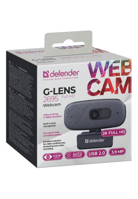 Веб-камера Defender G-lens 2695 FullHD 2K 1520p, 3.9МП