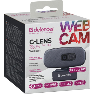 Веб-камера Defender G-lens 2695 FullHD 2K 1520p, 3.9МП Веб-камера Defender G-lens 2695 FullHD 2K 1520p, 3.9МП