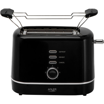 Тостер Adler AD 3224 black 850Вт/ 2 відділення/7 режимів підсмажування/розморожування/підігрів булок
